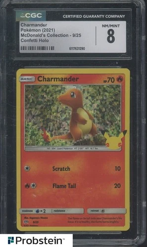 2021 Pokemon McDonald's Collection Confetti Holo #9 Charmander CGC 8 NM-MT