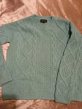 Topshop Turquoise  Thick Cable Knit Jumper Size 6 New