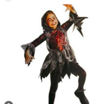 Girls Hyde  Eek Red Glitter SKELETON Dress Halloween Costume Sz L 10-12 New
