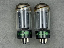 (2) Sylvania CONN LTD 6L6GB Power Tubes Black Plates Matched Codes 1957 Strong