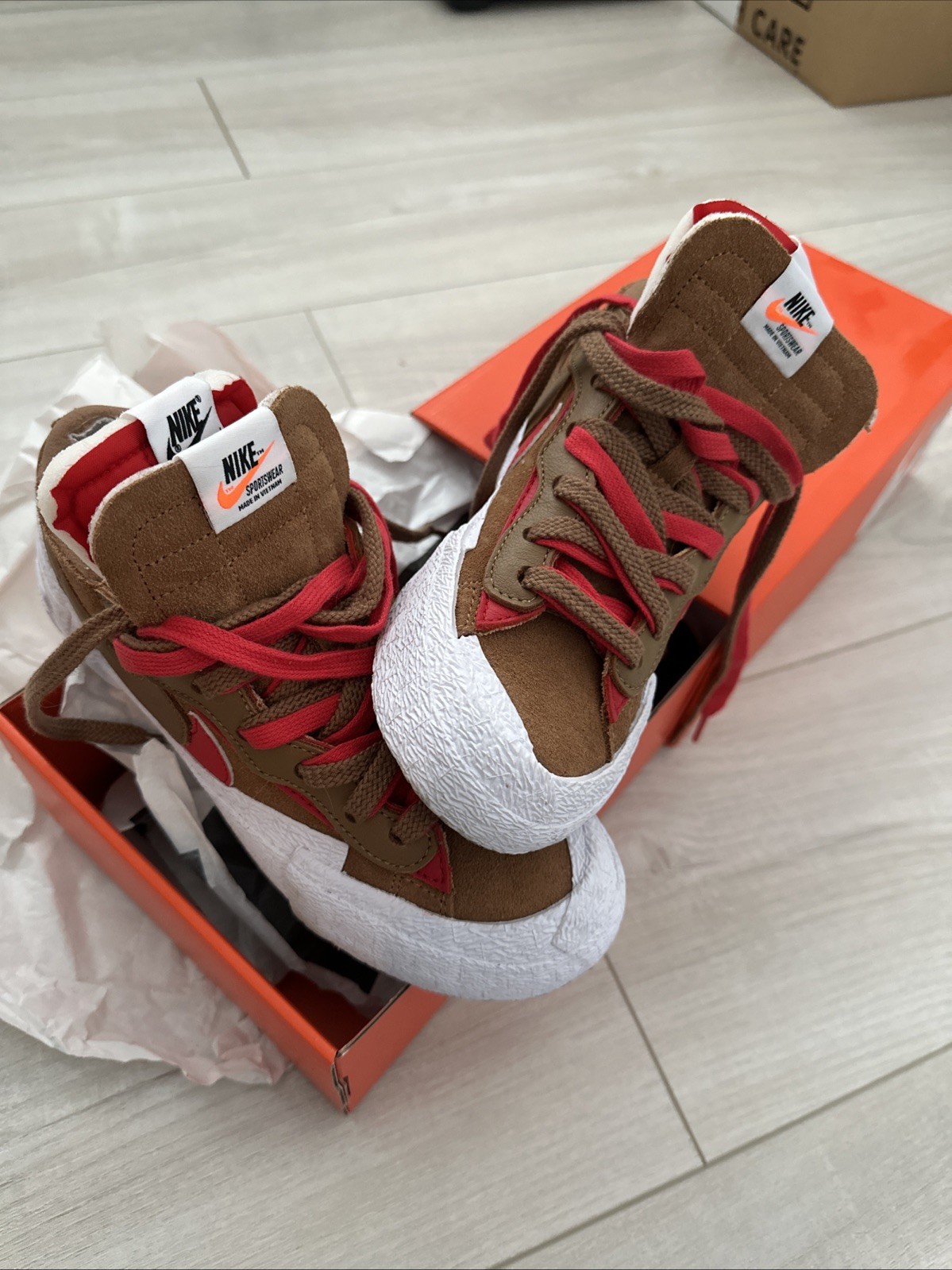 SACAI X NIKE Blazer Nike x Sacai basso marrone marrone britannico taglia UK 4 5