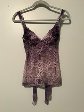 La Perla Lace Size 2 Pullover Purple Ombre Corset w/Garter Snaps