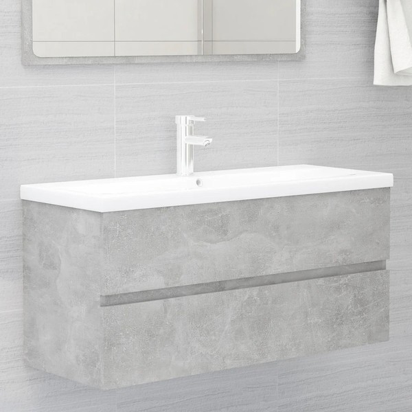 Waschbeckenunterschrank Betongrau Holzwerkstoff 100X38,5X45 Cm-image