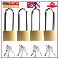 Heavy Duty Solid Brass Long Shackle Padlock Waterproof Keyed Alike Gym Storage