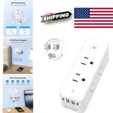 Outlet Extender Surge Protector with 6 AC Outlets and 2 USB Ports White