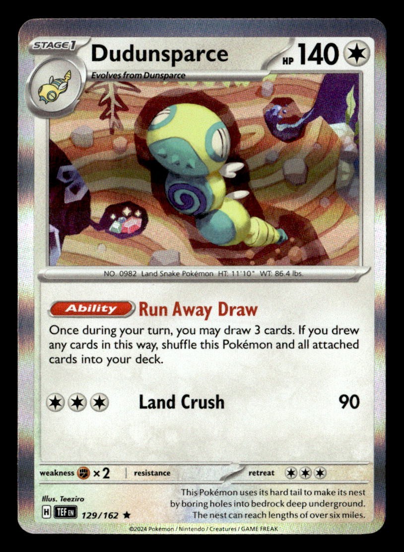 Pokemon Dudunsparce #129/162 tcg Near Mint or Better