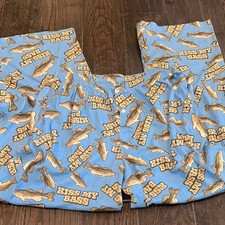 Divertido pijama boxers ropa de salón divertido Kiss my Bass estampado de peces azules talla grande