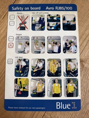 Blue 1 Avro RJ85/100 Safety Card KF ARJ 271003 HELDG