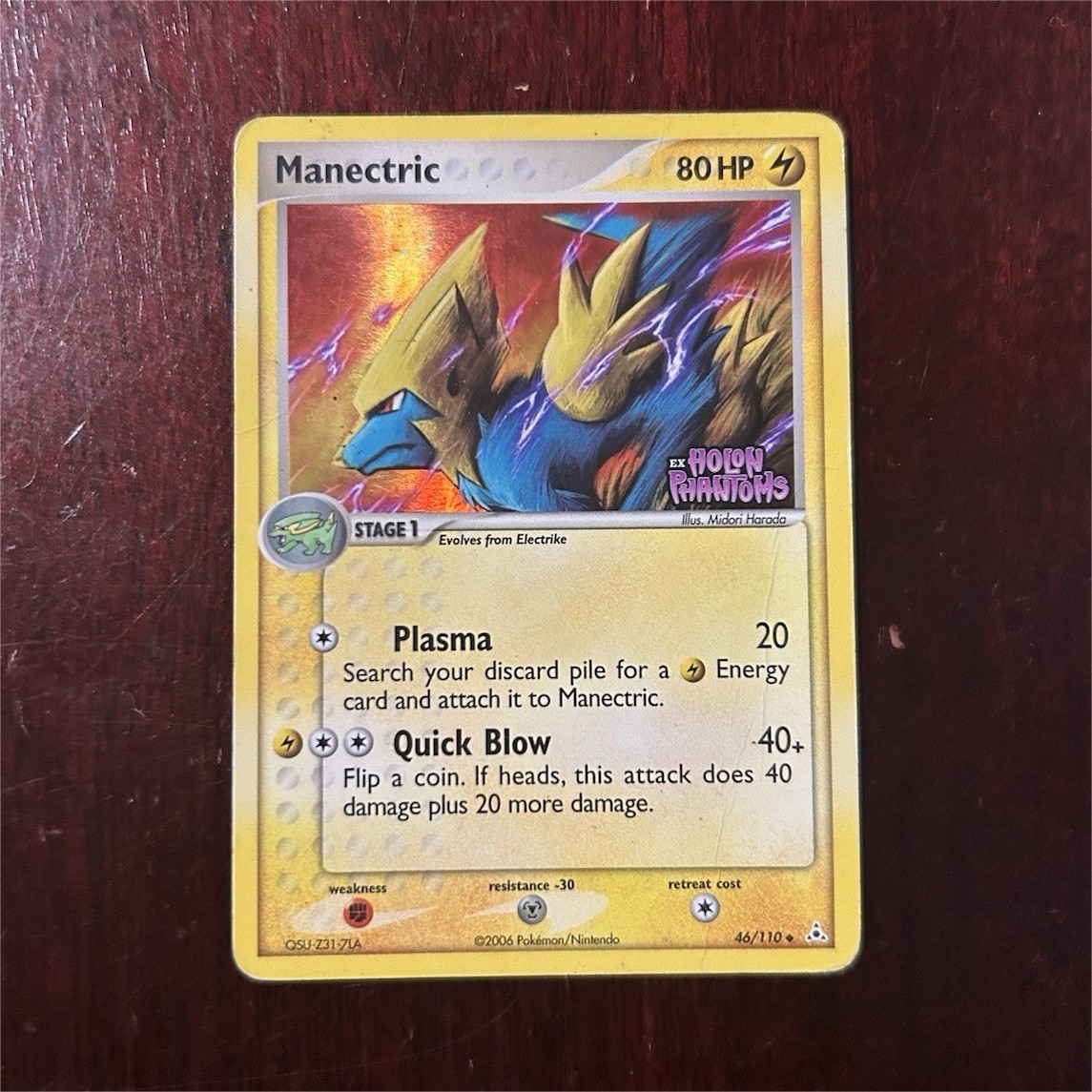 Pokémon TCG Manectric Reverse Holo Uncommon 46/110 EX Holon Phantoms