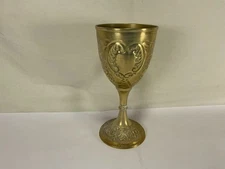 ZZ90 Vintage Embossed Brass Grape Dinnerware Goblet Wine Glass Set of Only 1