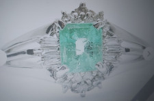 Jewelry Ring Emerald 0.55ct Platinum 900 Diamond .20ct Ring