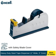 Excell Heavy Duty Steel Tape Dispenser for 1" Tape 3" Core, Safety Blade Cover