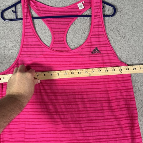 Adidas Women’s Size L/XL Pink Racer Back Tank Top Fitted Yoga Jogging Workout - Picture 6 of 12