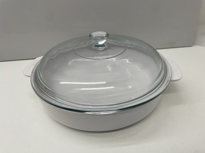 VINTAGE WEISSE CORNING VISION BRUNISSEUR MICRO ONDES SCHALE - GLASDECKEL - 25 CM - SEHR GUTER ZUSTAND