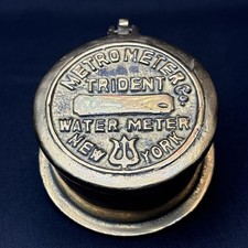 Vintage Brass Metro Meter Co. Trident Water Meter New York Trinket Box