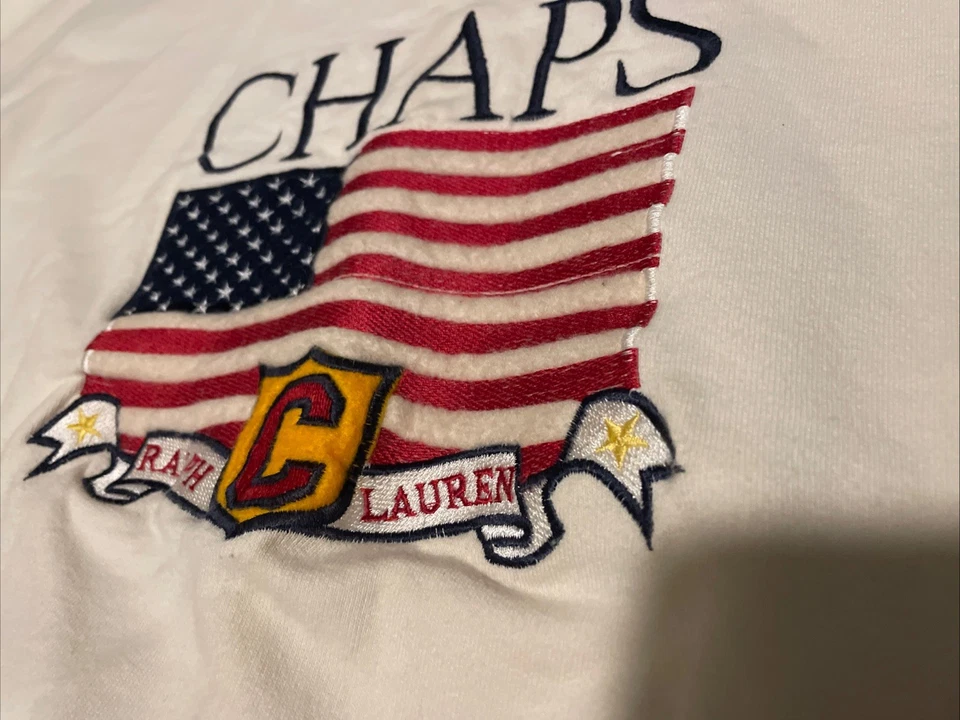 Suéter Vintage Años 90 Chaps Ralph Lauren RL Bandera Talla Pequeña Bordado Foto 3 de 4