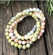 Natural Stone Beaded Bracelet Set, 4 Pieces, Small Beads