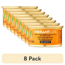 (8pack) Vibrant Life Chicken Grilled Flavor Cuts in Gravy Wet Cat Food,3 oz Can
