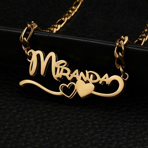 Custom Personaliz Stainless Steel Jewelry Frosted Heart Name Necklace Jewelry - Picture 8 of 18