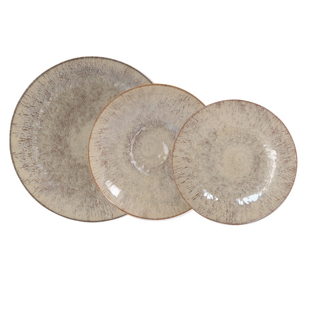 Service d'assiettes Akaris 18 pièces grès vaisselle moderne assiette plate creuse