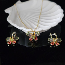 Swarovski Ldyllia Colorful Butterfly Necklace Sweater Chain Earrings Set