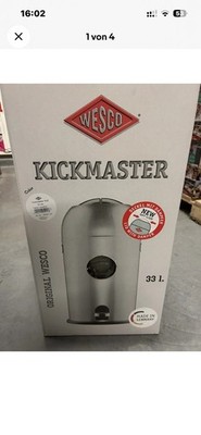 WESCO Tretabfalleimer 184631-03 KICKMASTER in NEUSILBER mit 33 Liter Volumen ...