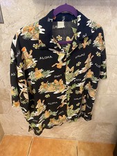 Vintage Hawaiian Shirt Large Tiki Style LUAU HULA 1960s AS IS MADE in HAWAII WOW