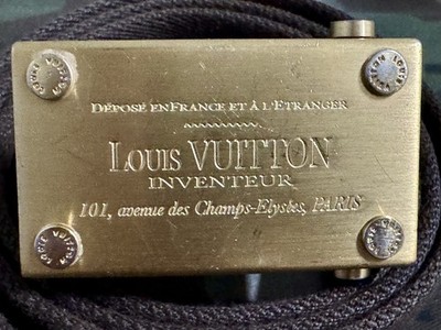 Louis Vuitton Inventeur Belt M9800 Brown Canvas Leather Brass