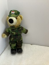 Vintage JJ Wind Patriot Bear U.S. Army Soldier Plush Toy 11" Camouflage 1995