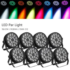 8PCS 216W RGBWA 5in1 LED Par Can DJ Light DMX Stage Party Par 64 Lights Uplights