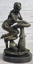 Genuine Pure Bronze Detailed Museum Quality Art Nouveau Wood Fairy Girl Gift NR