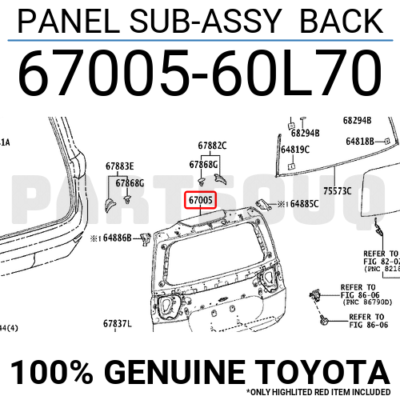 【バイイー】 6700560L70 Genuine Toyota PANEL SUB-ASSY BACK 67005-60L70 | eBay