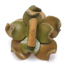 Green Hawaiian Plumeria Flower Genuine Leather Ring