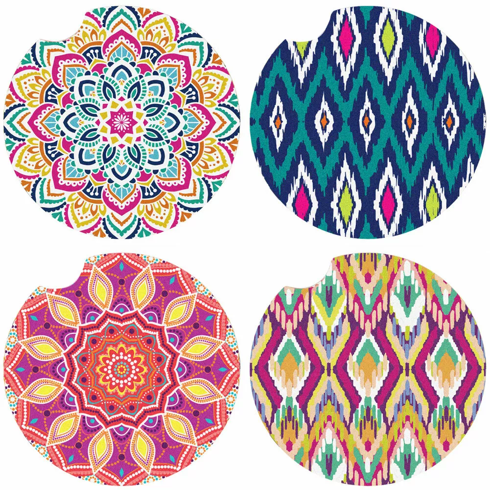 4PCS 2.6 Car Coasters Absorbent Ceramic for Auto Cup Holder