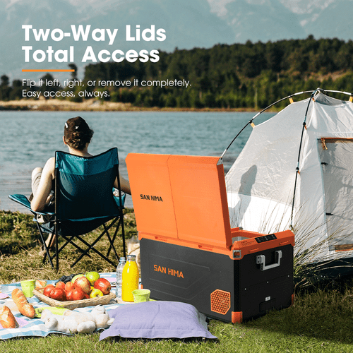 San Hima 95L Portable Camping Fridge Freezer Dual Zone + Insulated Cover - Picture 7 of 10