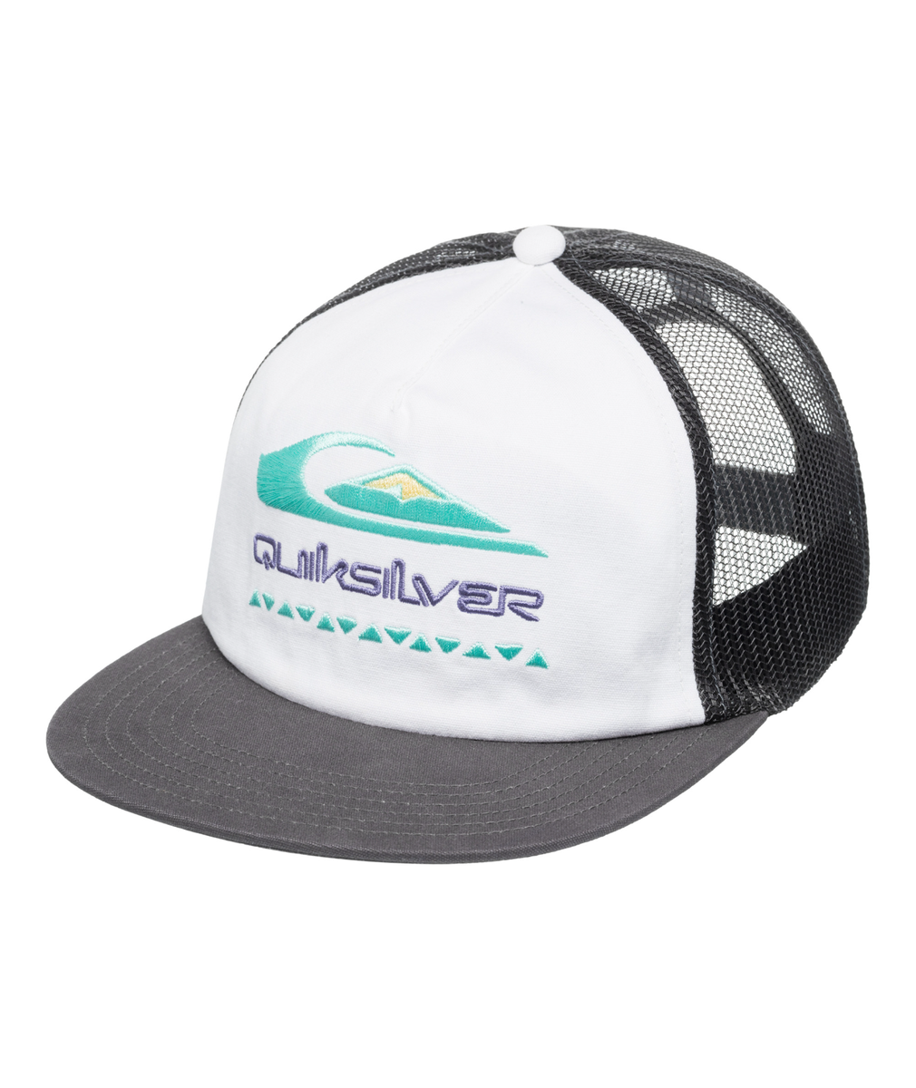 QUIKSILVER MENS TRUCKER BLACK WHITE MESH SNAPBACK BASEBALL HAT S25