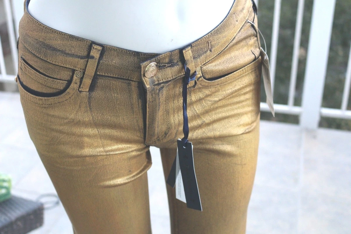 Womens gold cheap metallic jeans