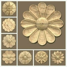 1 X Wood Carved Applique Unpainted Wooden Mouldings Decal Furniture Decor SHP