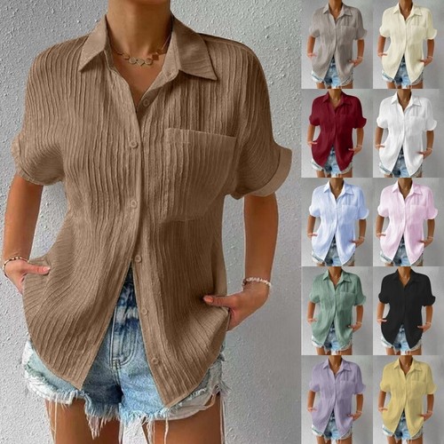 Chemisier Femme Bass Brodé - Taille S | 100% Coton | Manches Courtes | Occasion Très Bon État