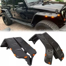 Fits Jeep Wrangler JK 2007-18 Pocket Rivet Style Smooth Fender Flares w/LED Side