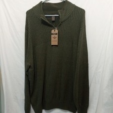 Nwt Dockers Green Knit 1/4 Zip Woodsman Sweater Men's 2XL Fleece Lined Cotton