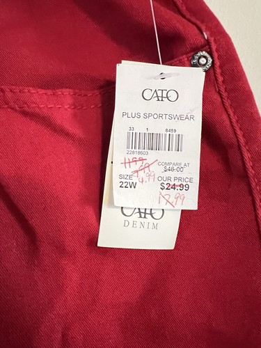 Cato Woman Red Contemporary Lower Rise Skinny Leg 5-Pockets Jeans Plus SIZE 22W - Picture 2 of 6