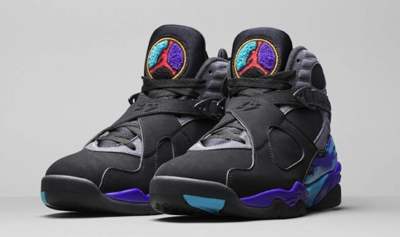 Nike Air Jordan Retro 8 Aqua 2015 Black Blue Purple 305381 025 Size 8