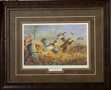 Terry Doughty Back Forty Flush Quail Art Print-Framed  21 x 17