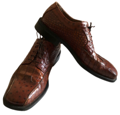 Stacy Adams Cognac Brown Alligator/Ostrich Print Shoes 24141  display picture 1
