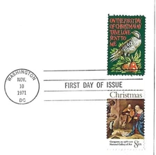 FDOI First Day of Issue ~ November 10, 1971 ~ Twelve Days of Christmas, Manger