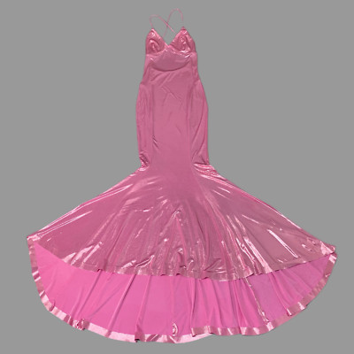 NORMA KAMALI Low Back Slip Mermaid Fishtail Gown Sz S/36 Candy ST1233LM748966