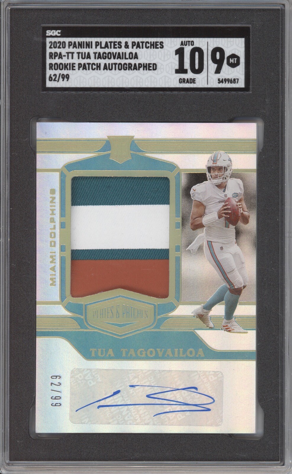 Tua Tagovailoa Panini Plates & Patches Rookie Patch Autographs #RPATT Base