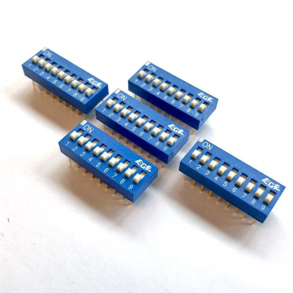 (PKG of 5) DIP Switch, 9 Position, SPDT, Gold Plated Contacts, ECE, EDG109S - Image 2 of 4