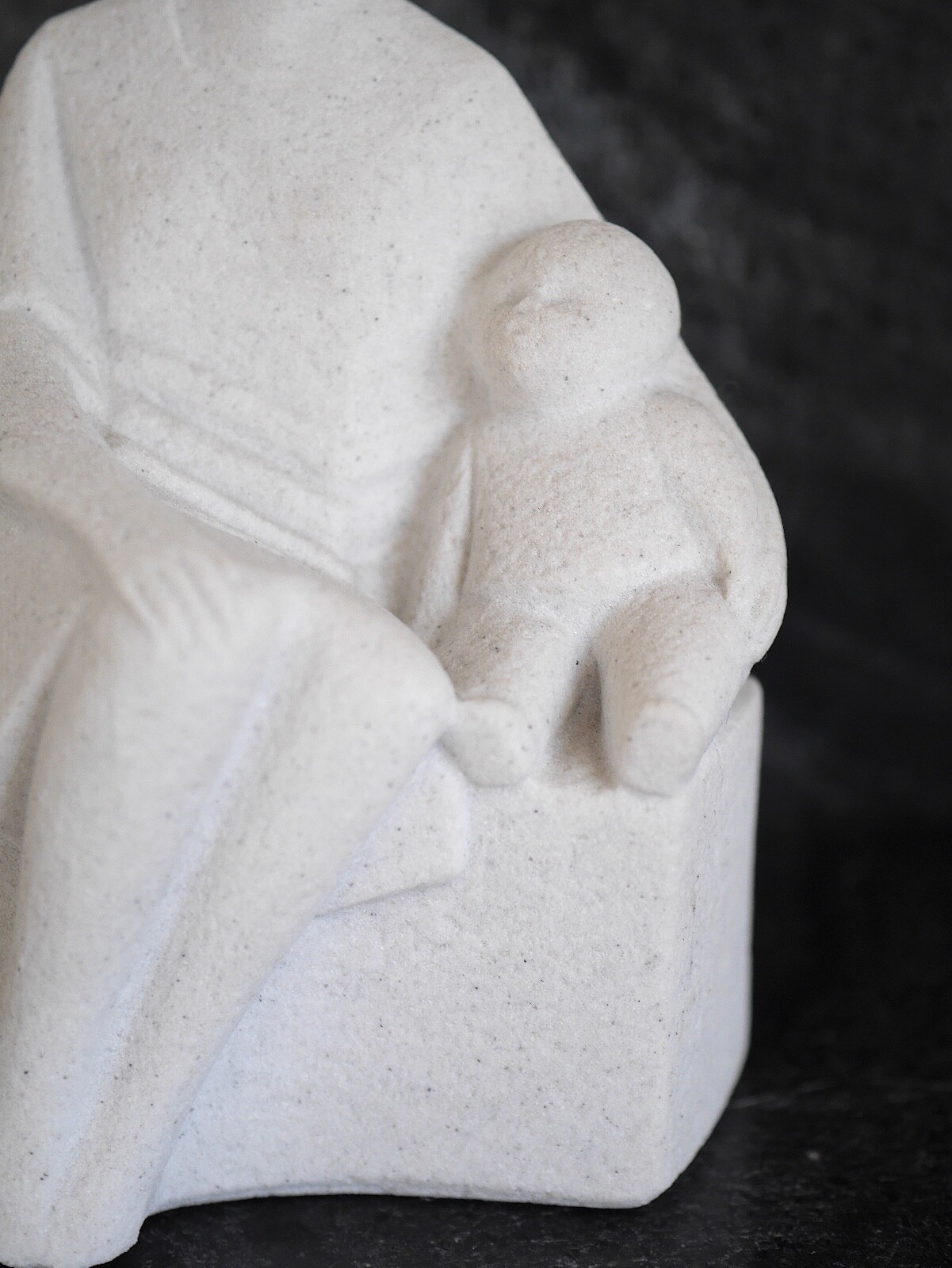 Marbell Belgium Stone Art Sculpture Mother and Child Family Statue Mid